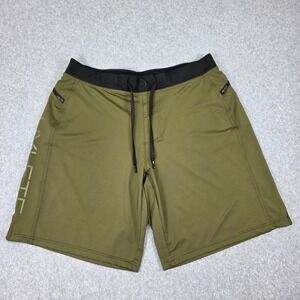 Hylete Vertex II Training Shorts Men's Large Olive Green Black Above Knee 9"